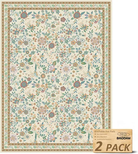 Vista 12 de Almohadillas lavables para orina para perros, paquete de 2 almohadillas reutilizables súper absorbentes para cachorros con patrones de flores