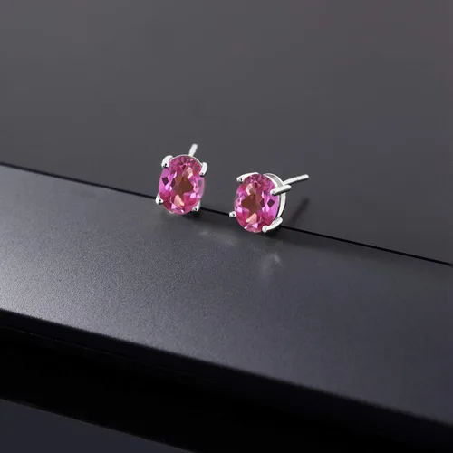 Vista 254 de Gem Stone King Aretes de oro de 14 quilates con piedra natal ovalada de 0.315 x 0.236 in Aretes de oro para mujer