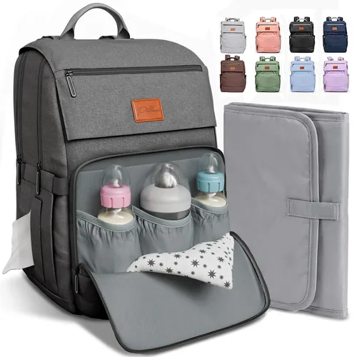 Vista 25 de PILLANI - Mochila grande para llevar pañales de bebé, para viajar, cambiador incluido, producto esencial para recién nacidos, artículos para mamá