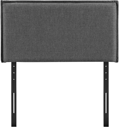 Vista 3 de Modway Camille - Cabecera tapizada de tela de lino en color gris con ribete francés