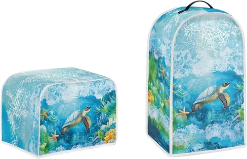 Vista 33 de doginthehole Funda para licuadora y tostadora, 2 rebanadas estéticas de estrellas de mar con estampado de conchas marinas para batidora o cafetera