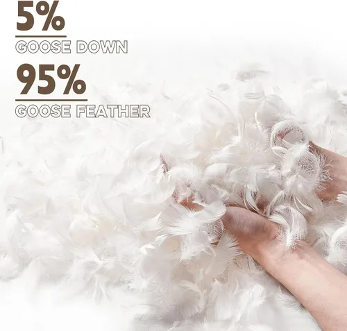 Vista 4 de puredown® Edredón de plumas de ganso, funda de edredón 100% algodón orgánico para todas las estaciones, transpirable, esponjoso, cálido, edredón