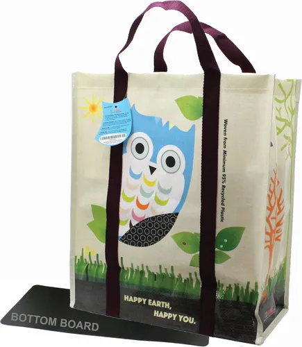 Vista 2 de Juego combinado laminado XL y mini bolsas de compras reutilizables tejidas para comestibles, hechas con un mínimo de 95% de plástico reciclado