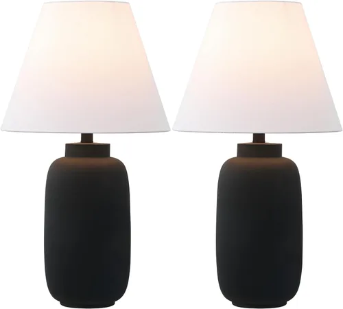 Vista 2 de JONATHAN Y JYL5603A-SET2 - Juego de 2 lámparas de mesa modernas con tarro de jengibre negro mate de 24.5 pulgadas para dormitorio, lámparas