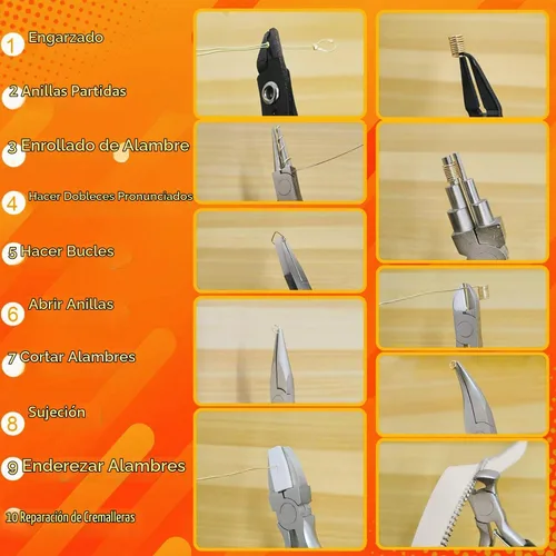 Vista 4 de Juego de 10 alicates de joyería para la fabricación de joyas, reparación y envoltura de alambre