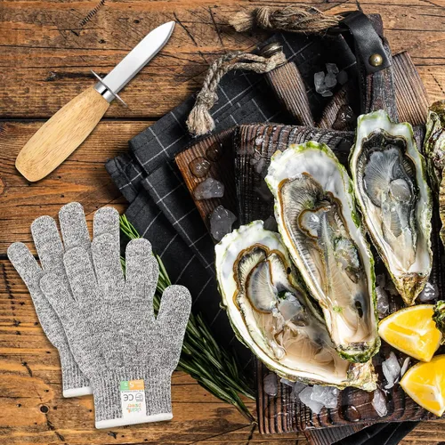 Vista 5 de Tarpop Juego de 16 cuchillos para shucking de ostras, 8 unidades de acero inoxidable, 8 niveles 5, protección resistente a cortes, kit
