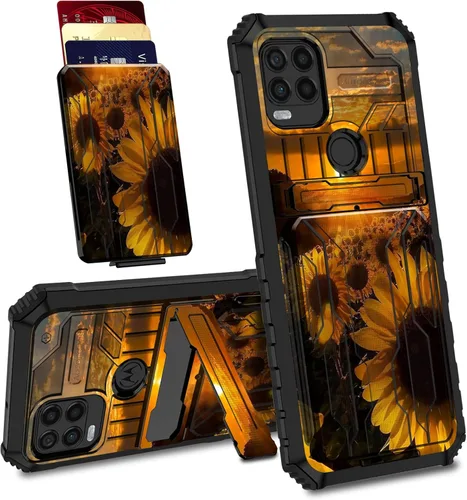 Vista 34 de Funda para Motorola Moto G Stylus 5G con ranura desmontable para tarjetero, soporte de doble capa, resistente a prueba de golpes, funda oculta