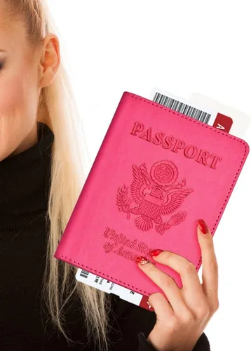 Vista 6 de Combo de tarjetero para pasaporte y vacuna, soporte para pasaporte con ranura para tarjeta de vacuna, cartera para pasaporte, funda para pasaporte