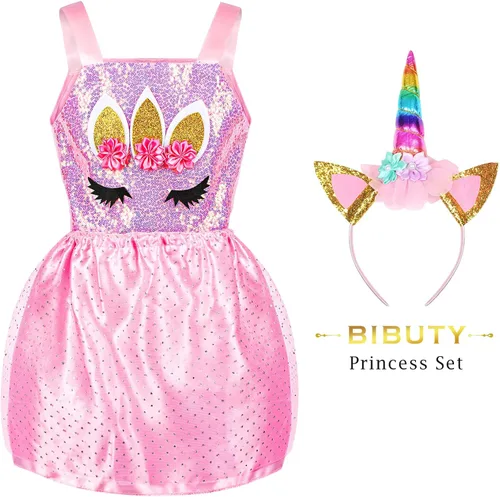 Vista 7 de Princess Dresses for Girls Dress up Clothes Trunk BIBUTY Pretend Play Costumes with 4 Unicorn Princess Sets for 3-6yr Girls