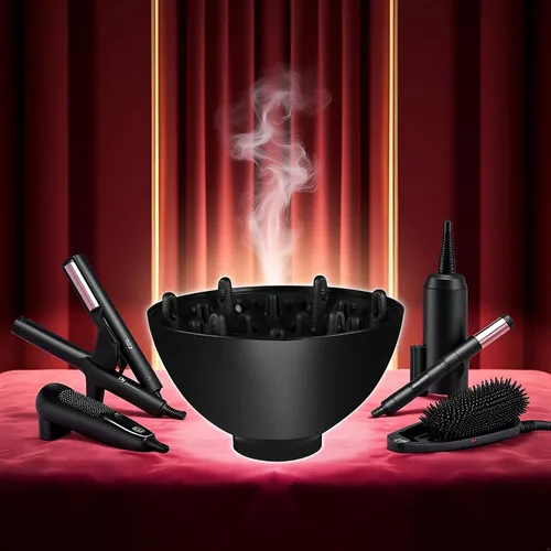 Vista 4 de Difusor de pelo, negro adaptable para secadores de pelo, difusor universal para secador de cuidado rizado, difusores y herramientas de peinado