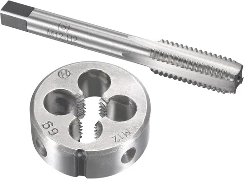 Vista 9 de uxcell M11 x 0.030 in Juego de llaves métricas y troqueles, rosca de máquina con troquel de roscado redondo, kit de grifo y troquelado