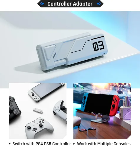 Vista 6 de PLENBO G-case Family Accessories Kit Set for Nintendo Switch OLED-7 Items Protective Charging Case, TV Dock Station, Bluetooth Adapter, Black