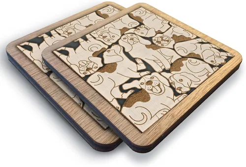 Vista 14 de Posavasos de Rompecabezas de Madera con Perro American Pit Bull Terrier - Regalo Único para Amantes de Perros Pitbull, Posavasos de Rompecabezas