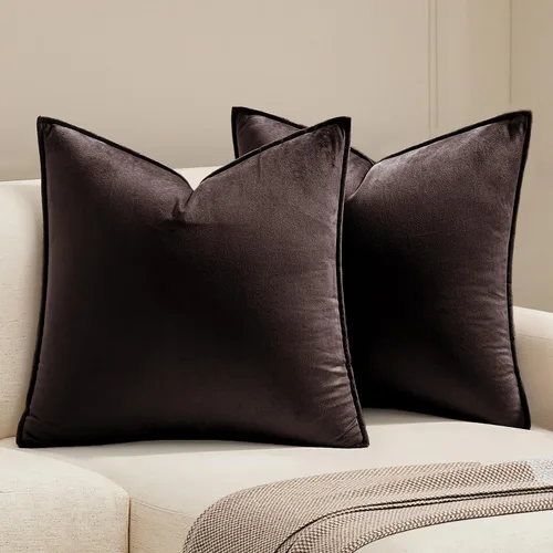 Vista 10 de MIULEE Paquete de 2 fundas de cojín decorativas de terciopelo suave, cuadradas, unicolor, para sofá, dormitorio, automóvil, 16 x 16 pulgadas