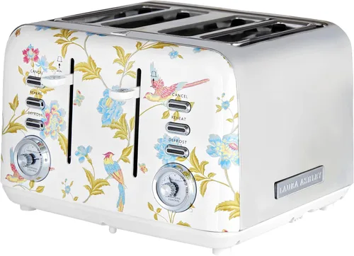 Vista 9 de VQ Laura Ashley China Rose - Tostadora de 4 rebanadas de acero inoxidable Tostadora multifuncional de bagels y pan de 4 rebanadas con modo