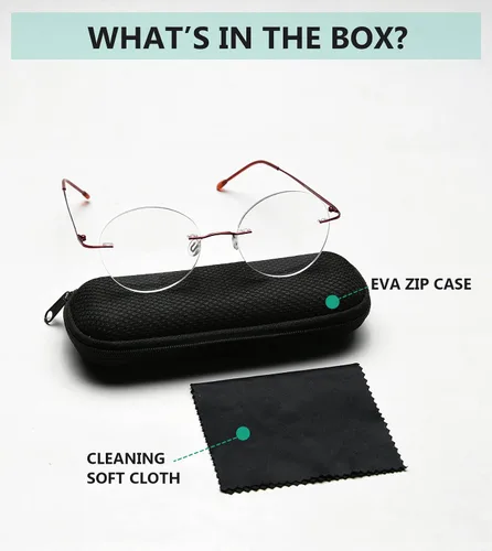 Vista 6 de Eyekepper Paquete de 3 lentes de lectura redondos de metal sin montura para mujeres y hombres, lectores circulares sin marco (azul/rojo/púrpura) +