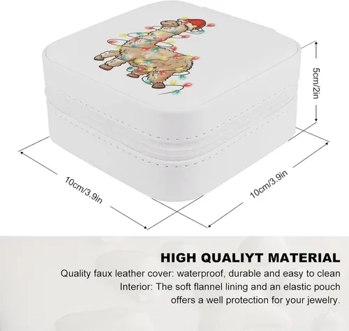 Vista 2 de Christmas Lights Camel Travel Jewelry Box Women Leather Small Jewelry Organizer Portable Jewelry Case for Necklace Earrings Rings Xmas Holiday Gift