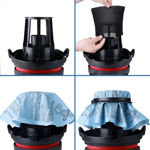 Vista 6 de Shop-Vac Filtro de disco de papel 90107 y filtro de funda de espuma 90585, para la mayoría de aspiradoras Shop-Vac en húmedo/seco de 5 galones