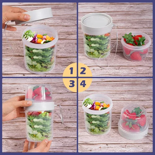 Vista 6 de WXOIEOD - 3 vasos de desayuno para niños y adultos, taza de cereales transparente recargable de gran capacidad, contenedores vacíos portátiles