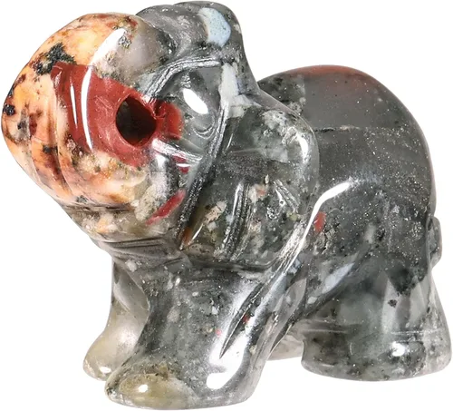 Vista 11 de Amogeeli Figura de elefante de cristal curativo de 1.5 pulgadas, tronco tallado a mano, estatua de animal de piedra de elefante, decoración