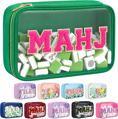 Vista 10 de Bolsa Mahjong American Mahjong Case impermeable, marrón tartán, Mahj Tartán marrón
