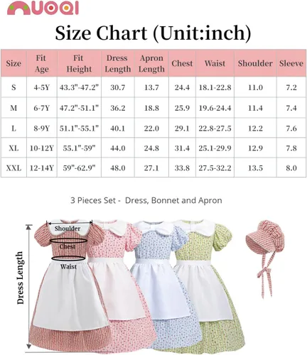 Vista 6 de Nuoqi - Vestidos de pionera para niñas, disfraz colonial