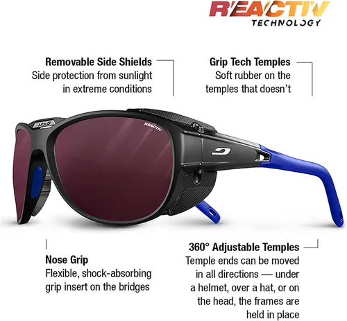 Vista 2 de Julbo Explorer 2.0 Glacier Gafas Hombre y Mujer/Lentes fotocromáticas para montañistas, senderismo, esquí y viajes en nieve 100% UV