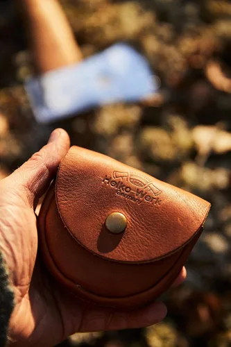 Vista 2 de 1844 Helko Werk Germany Bolsa de cuero para afilar piedra - Portador de grano completo genuino para tu disco de afilar o piedra