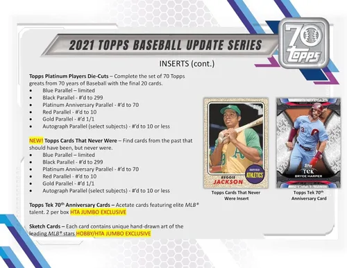 Vista 5 de Caja de hobby 2021 Topps Update Baseball (24 paquetes/14 tarjetas, 1 paquete plateado, Auto o Mem)