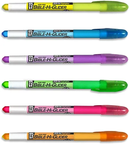 Vista 3 de G.T. Luscombe Company, Inc. Accu-Gel Bible-Hi-Glider Bible Study Set No Bleed Solid Gel Highlighter No Smearing or Fading Long Lasting Bright