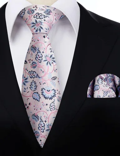 Vista 21 de Alizeal Mens 3.15inches Leaf Flower Pattern Tie with Floral Pocket Square Set