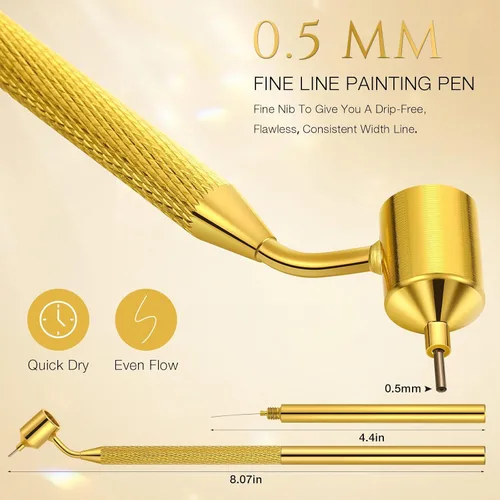 Vista 3 de Gersoniel 2 bolígrafos de pintura de línea fina de 0.020 in para detalles, escritor fluido dorado, aplicador de pintura de retocar, bolígrafo