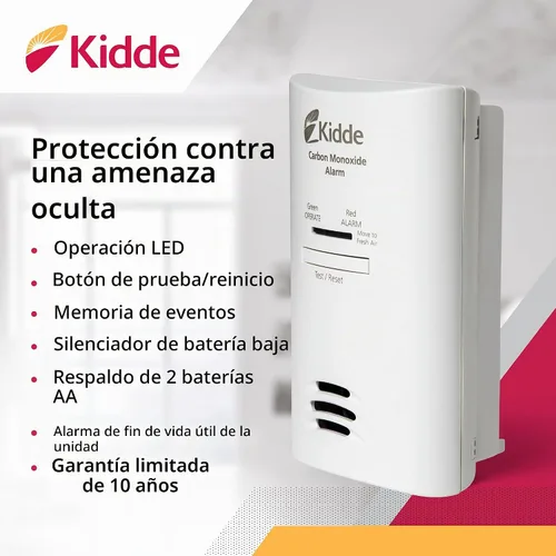 Vista 2 de Kidde Detector de monóxido de carbono de CA Alarma Enchufable con batería de respaldo Modelo KN-COP-DP2