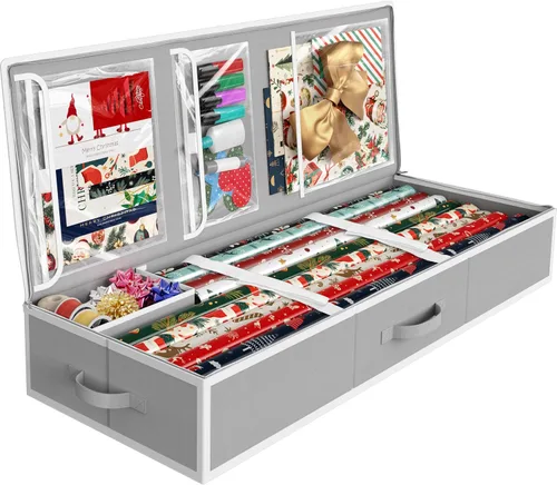 Vista 8 de Simple Houseware Organizador de papel de regalo de 41.5 pulgadas, se adapta Beige