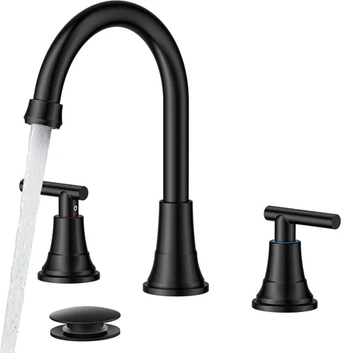 Vista 35 de FORIOUS Juego central de grifos de baño negros y dorados, grifo comercial Negro y dorado