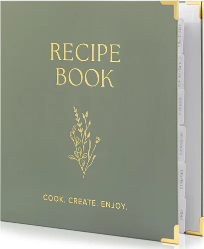 Vista 11 de Carpeta estética de recetas de 8.5 x 11 pulgadas con cubierta impermeable, el libro de recetas perfecto con fundas de plástico para escribir tus