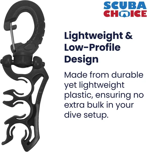 Vista 3 de Scuba Choice Clip de soporte de manguera triple para buceo, organizador de manguera de baja y alta presión para reguladores y configuración
