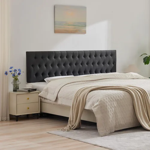 Vista 20 de Kingfun Cabecera capitonada tapizada para cama de tamaño completo con diseño moderno de botones, cabecera ajustable de madera maciza, cabeceros Rosa