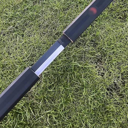 Vista 6 de Espada japonesa de anime Sasuke, espada samurái para cosplay, acero al carbono real, no afilada, Katana negra