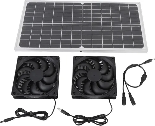 Vista 7 de Kit de ventilador alimentado por panel solar de 16 W, ventilador de escape solar con marco de aluminio para gallinero, invernadero, cobertizo