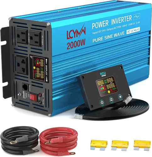 Vista 10 de Inversor de potencia de onda sinusoidal pura de 1000 vatios 12 V CC a 110 V 120 V CA convertidor para hogar, caravana, camión fuera de la red Rojo