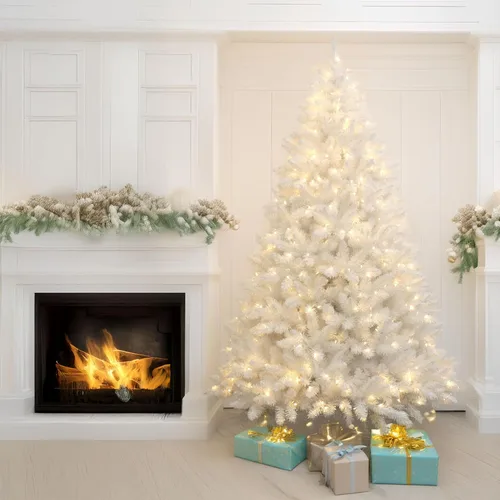 Vista 9 de árbol de Navidad blanco.