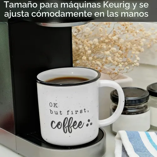 Vista 5 de Ok But First Coffee - Taza de café de cerámica de 11 onzas, regalo