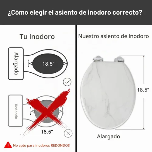 Vista 2 de Asiento para retrete Angel Shield de mármol con madera moldeada duradera con cierre silencioso, fácil de limpiar, bisagras de liberación rápida