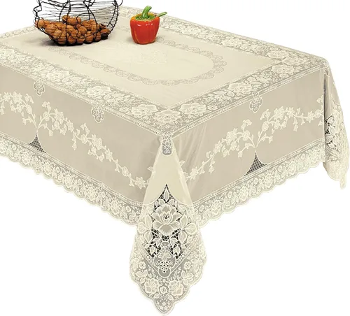 Vista 4 de Violet Linen Mantel de vinilo con diseño de Betenburg, color beige, 60 x 90 pulgadas, oblongo/rectangular