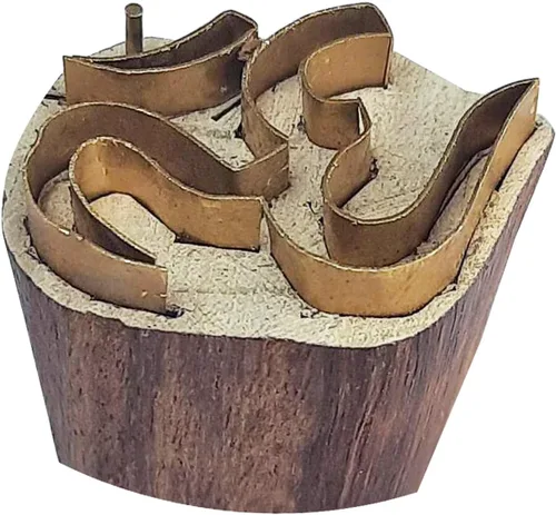 Vista 3 de Royal Kraft Sellos de madera de latón de hoja para impresión de bloques en arcilla, cerámica, tela Btag001