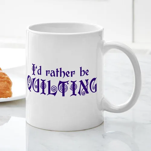 Vista 5 de CafePress I'd Rather Be Quilting Mug Taza de café de cerámica de 11 oz (11.0 fl oz)