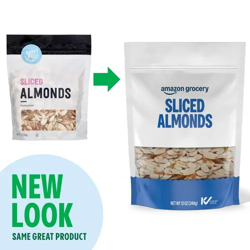Vista 4 de Marca Amazon - Almendras rebanadas Happy Belly, 12 onzas (Paquete de 1)