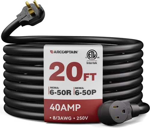 Vista 9 de ARCCAPTAIN Cable de extensión de soldador de 30 amperios, 20 pies