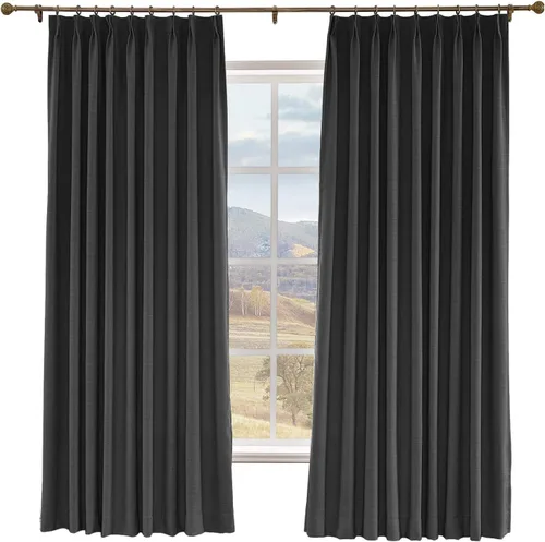 Vista 24 de Macochico Cortinas opacas de lino sintético de 52 pulgadas de ancho x 63 pulgadas de largo, panel de cortinas plisadas para dormitorio, aulas